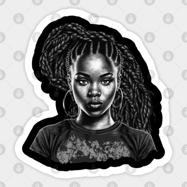 Black Girl with Braids, Black Girl Magic Sticker by UrbanLifeApparel